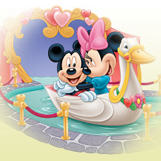 Mickey and Minnie enjoy a boat ride