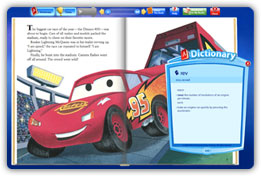 Dictionary feature shown in a Cars digital book