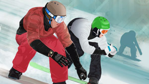 Race opponents and perform tricks in this 3D snowboarding game!